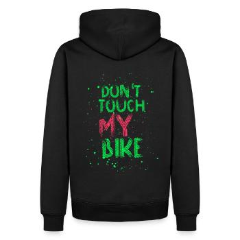 Fahrrad Shirt mit Spruch: Don´t touch my bike - Männer Premium Bio Hoodie - Schwarz - Hinten - Nico (187cm)