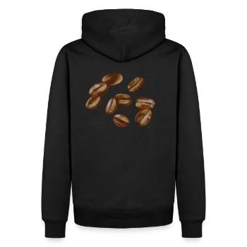 Kaffeebohnen - Männer Premium Bio Hoodie - Schwarz - Hinten - Nico (187cm)