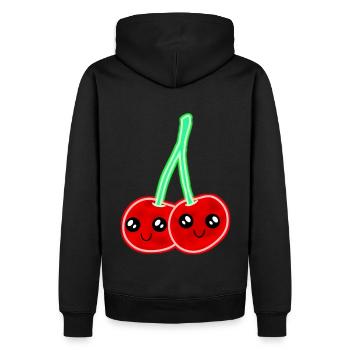 Kirschen Cherry Früchte Retro Vintage 70er Geisha - Männer Premium Bio Hoodie - Schwarz - Hinten - Nico (187cm)