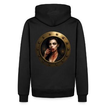 Blutige Vampirin Bullauge Horror Design - Männer Premium Bio Hoodie - Schwarz - Hinten - Nico (187cm)