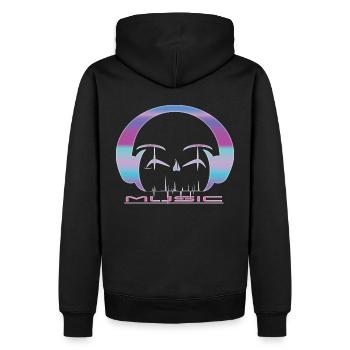 Casque de musique coloré - Sweat à capuche Premium bio Homme - noir - Dos - Nico (187cm)