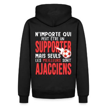 Cadeau foot ajaccio supporter football ajaccien - Sweat à capuche Premium bio Homme - noir - Dos - Nico (187cm)