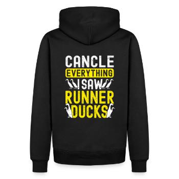 Porte-canards en cours d’exécution - Sweat à capuche Premium bio Homme - noir - Dos - Nico (187cm)