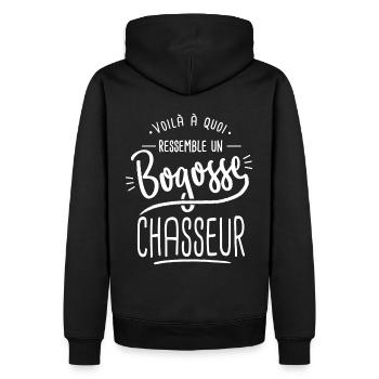 bogosse chasseur cadeau cool chasse chasser - Sweat à capuche Premium bio Homme - noir - Dos - Nico (187cm)