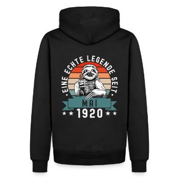 Faultier Geburtstag Mai 1920 Geboren Jahrgang 1920 - Männer Premium Bio Hoodie - Schwarz - Hinten - Nico (187cm)