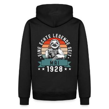 Faultier Geburtstag Mai 1928 Geboren Jahrgang 1928 - Männer Premium Bio Hoodie - Schwarz - Hinten - Nico (187cm)