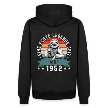 Faultier Geburtstag Mai 1952 Geboren Jahrgang 1952 - Männer Premium Bio Hoodie - Schwarz - Hinten - Nico (187cm)