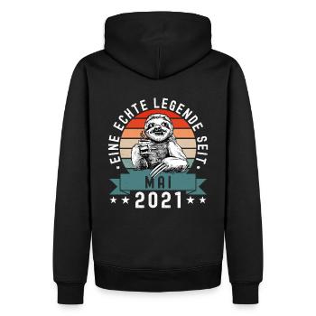Faultier Geburtstag Mai 2021 Geboren Jahrgang 2021 - Männer Premium Bio Hoodie - Schwarz - Hinten - Nico (187cm)