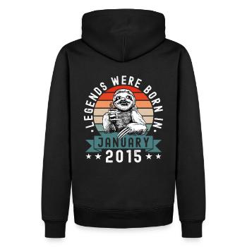Les légendes sont nées en janvier 2015 Sloth Sloth - Sweat à capuche Premium bio Homme - noir - Dos - Nico (187cm)