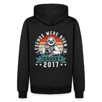 Les légendes sont nées en janvier 2017 Sloth Sloth - Sweat à capuche Premium bio Homme - noir - Dos - Nico (187cm)