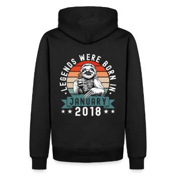 Les légendes sont nées en janvier 2018 Paresseux paresseux - Sweat à capuche Premium bio Homme - noir - Dos - Nico (187cm)