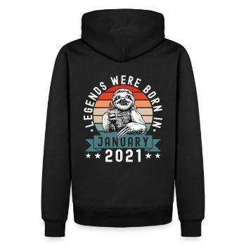 Les légendes sont nées en janvier 2021 Paresseux paresseux - Sweat à capuche Premium bio Homme - noir - Dos - Nico (187cm)