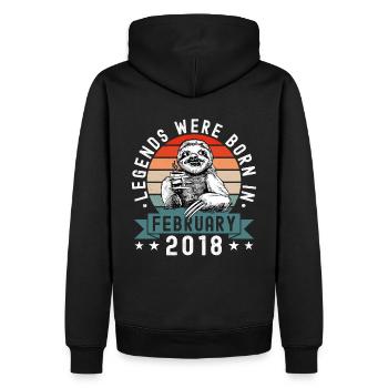Les légendes sont nées en février 2018 Sloth Sloth - Sweat à capuche Premium bio Homme - noir - Dos - Nico (187cm)