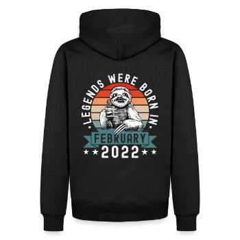 Les légendes sont nées en février 2022 Paresseux paresseux - Sweat à capuche Premium bio Homme - noir - Dos - Nico (187cm)
