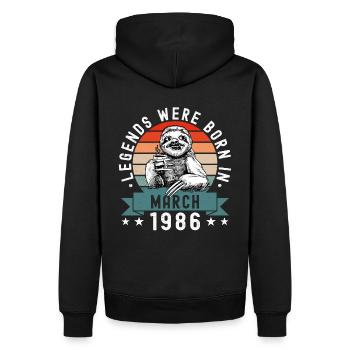 Legends Were Born In March 1986 Sloth Sloth - Men’s Premium Organic Hoodie - black - Back - Nico (187cm)