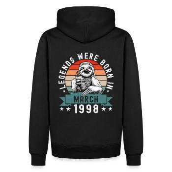 Les légendes sont nées en mars 1998 Paresseux paresseux - Sweat à capuche Premium bio Homme - noir - Dos - Nico (187cm)