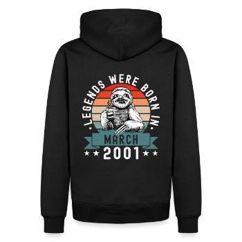 Les légendes sont nées en mars 2001 Paresseux paresseux - Sweat à capuche Premium bio Homme - noir - Dos - Nico (187cm)