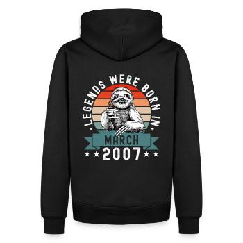 Les légendes sont nées en mars 2007 Paresseux paresseux - Sweat à capuche Premium bio Homme - noir - Dos - Nico (187cm)
