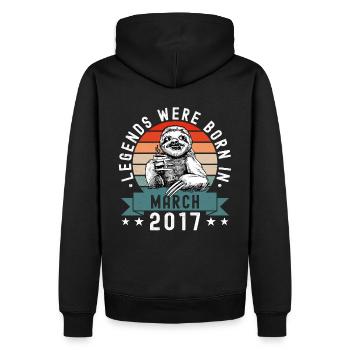 Les légendes sont nées en mars 2017 Paresseux paresseux - Sweat à capuche Premium bio Homme - noir - Dos - Nico (187cm)
