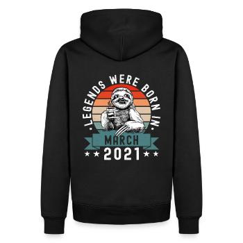 Les légendes sont nées en mars 2021 Paresseux paresseux - Sweat à capuche Premium bio Homme - noir - Dos - Nico (187cm)