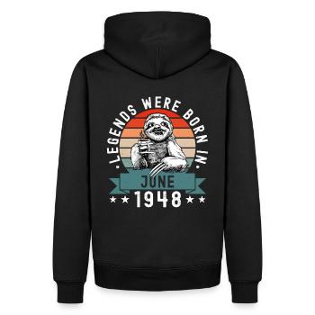 Legends Were Born In June 1948 Sloth Sloth - Men’s Premium Organic Hoodie - black - Back - Nico (187cm)