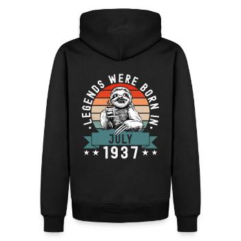 Les légendes sont nées en juillet 1937 Paresseux paresseux - Sweat à capuche Premium bio Homme - noir - Dos - Nico (187cm)