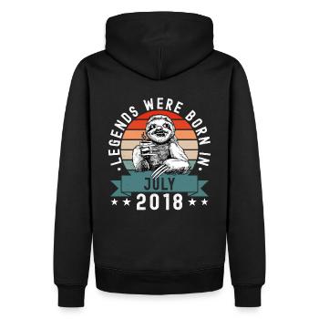 Les légendes sont nées en juillet 2018 Sloth Sloth - Sweat à capuche Premium bio Homme - noir - Dos - Nico (187cm)