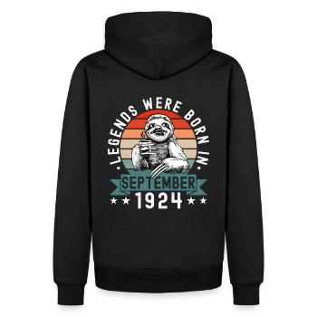 Les légendes sont nées en septembre 1924 paresseux défectueux - Sweat à capuche Premium bio Homme - noir - Dos - Nico (187cm)