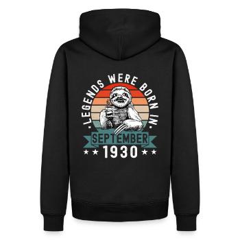 Les légendes sont nées en septembre 1930 paresseux défectueux - Sweat à capuche Premium bio Homme - noir - Dos - Nico (187cm)