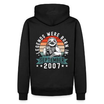 Les légendes sont nées en septembre 2007 paresseux défectueux - Sweat à capuche Premium bio Homme - noir - Dos - Nico (187cm)