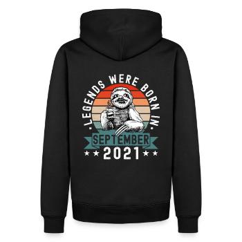 Les légendes sont nées en septembre 2021 paresseux défectueux - Sweat à capuche Premium bio Homme - noir - Dos - Nico (187cm)