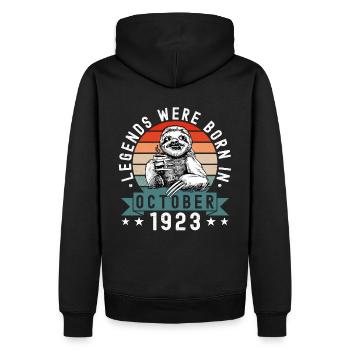 Les légendes sont nées en octobre 1923 Paresseux paresseux - Sweat à capuche Premium bio Homme - noir - Dos - Nico (187cm)