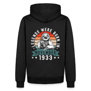 Les légendes sont nées en novembre 1933 paresseux défectueux - Sweat à capuche Premium bio Homme - noir - Dos - Nico (187cm)