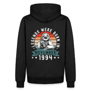 Les légendes sont nées en novembre 1994 paresseux défectueux - Sweat à capuche Premium bio Homme - noir - Dos - Nico (187cm)