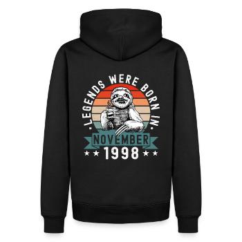 Les légendes sont nées en novembre 1998 paresseux défectueux - Sweat à capuche Premium bio Homme - noir - Dos - Nico (187cm)