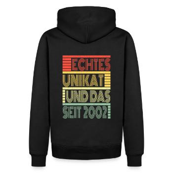 Echtes Unikat Seit 2002 Geboren 2002 Geburtstag - Männer Premium Bio Hoodie - Schwarz - Hinten - Nico (187cm)