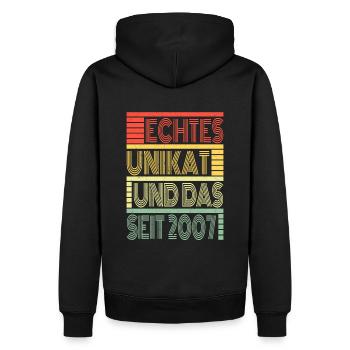Echtes Unikat Seit 2007 Geboren 2007 Geburtstag - Männer Premium Bio Hoodie - Schwarz - Hinten - Nico (187cm)