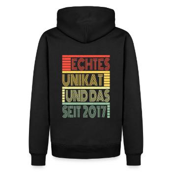 Echtes Unikat Seit 2017 Geboren 2017 Geburtstag - Männer Premium Bio Hoodie - Schwarz - Hinten - Nico (187cm)
