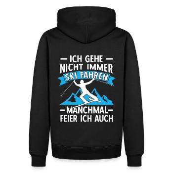 Ich gehe nicht immer Ski Fahren Manchmal Feier ich - Männer Premium Bio Hoodie - Schwarz - Hinten - Nico (187cm)