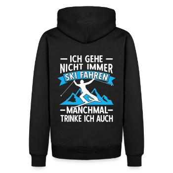 Lustige Skifahrer Ski Fahren Alter Mann auf Skiern - Männer Premium Bio Hoodie - Schwarz - Hinten - Nico (187cm)