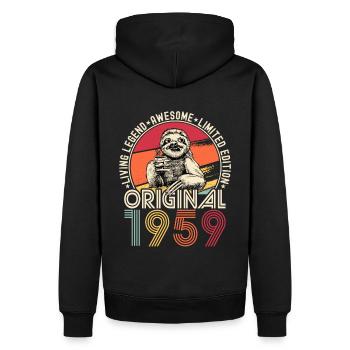 1959 Birthday vintage vintage sloth gift - Men’s Premium Organic Hoodie - black - Back - Nico (187cm)