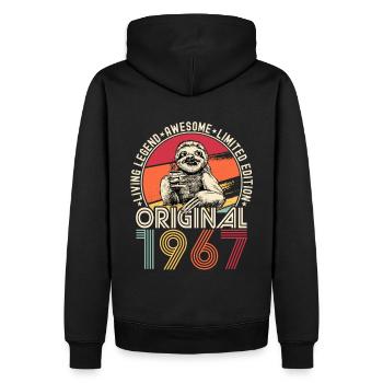 1967 Birthday vintage vintage sloth gift - Men’s Premium Organic Hoodie - black - Back - Nico (187cm)