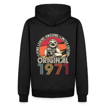 1971 Birthday vintage vintage sloth gift - Men’s Premium Organic Hoodie - black - Back - Nico (187cm)