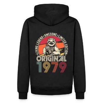 1979 Birthday vintage vintage sloth gift - Men’s Premium Organic Hoodie - black - Back - Nico (187cm)