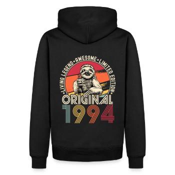 1994 Birthday vintage vintage sloth gift - Men’s Premium Organic Hoodie - black - Back - Nico (187cm)