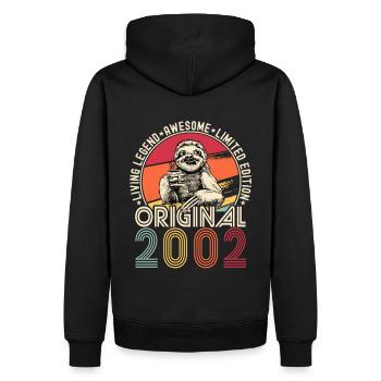 2002 Birthday vintage vintage sloth gift - Men’s Premium Organic Hoodie - black - Back - Nico (187cm)