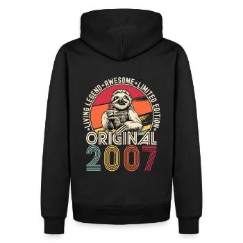 2007 Anniversaire vintage vintage paresseux cadeau - Sweat à capuche Premium bio Homme - noir - Dos - Nico (187cm)