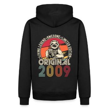 2009 Anniversaire vintage vintage paresseux cadeau - Sweat à capuche Premium bio Homme - noir - Dos - Nico (187cm)