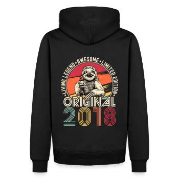 2018 Anniversaire vintage vintage paresseux cadeau - Sweat à capuche Premium bio Homme - noir - Dos - Nico (187cm)