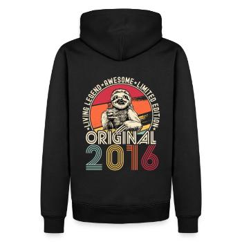 2016 Anniversaire vintage vintage paresseux cadeau - Sweat à capuche Premium bio Homme - noir - Dos - Nico (187cm)